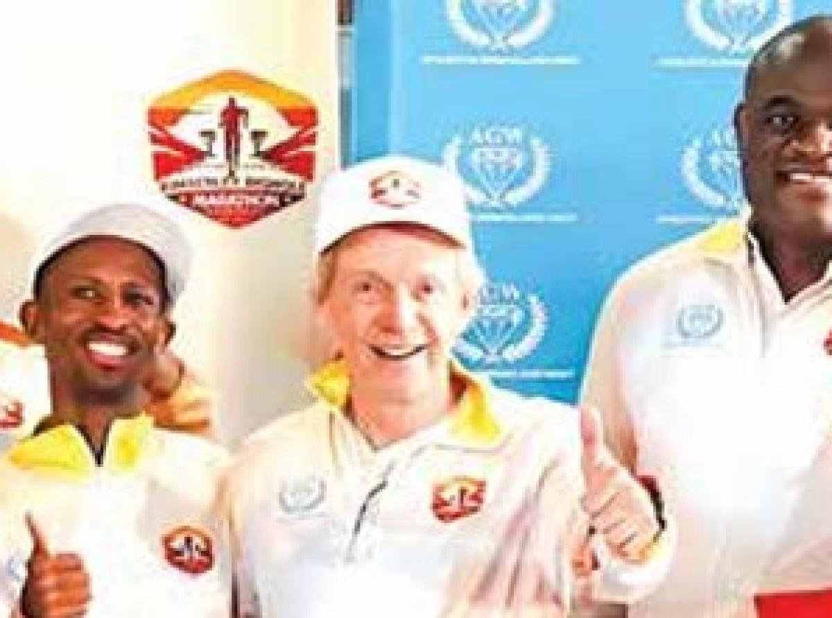 Athletics South Africa President James Moloi, MEC for Health in the Northern Cape Maruping Lek wene, three-time comrades marathon champion Tete Dijana, nine-time Comrades Marathon winner Bruce Fordyce, Northern Cape Premier Dr Zamani Saul. MEC for Department of Finance, Economic Development and Tourism Venus Blennis-Magage. Picture: Supplied